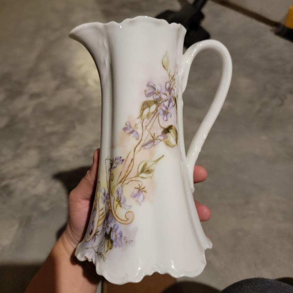 Antique H & C L France Haviland & Co. Floral design Pitcher No Lid
